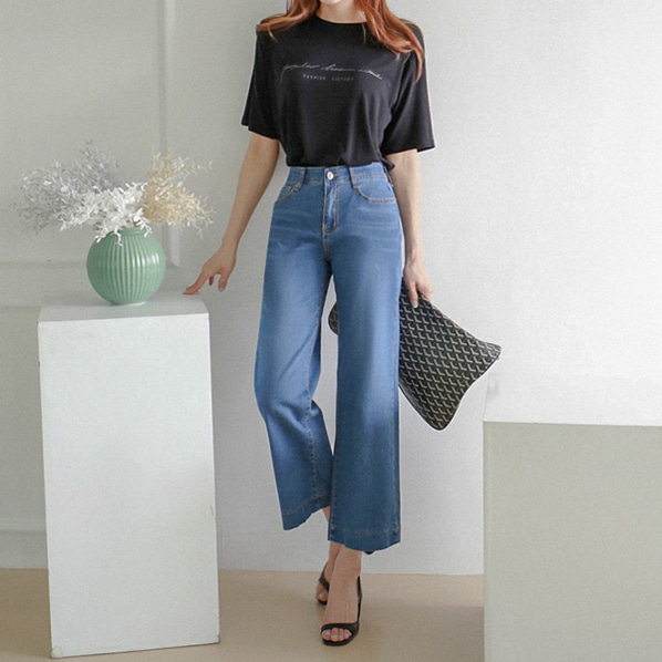 fashion-full-썸머버젼 와이드 밴딩 데님 팬츠(TIME SALE 10%)♡韓國女裝褲