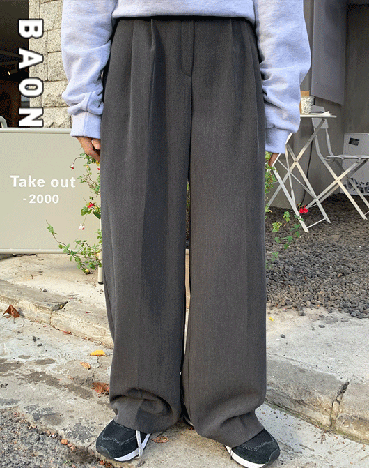 baon-[BAON] 버들 밴딩 핀턱 슬랙스 (3color)♡韓國女裝褲