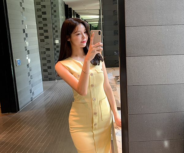 reine-파울로버튼원피스 (2colors)♡韓國女裝連身裙